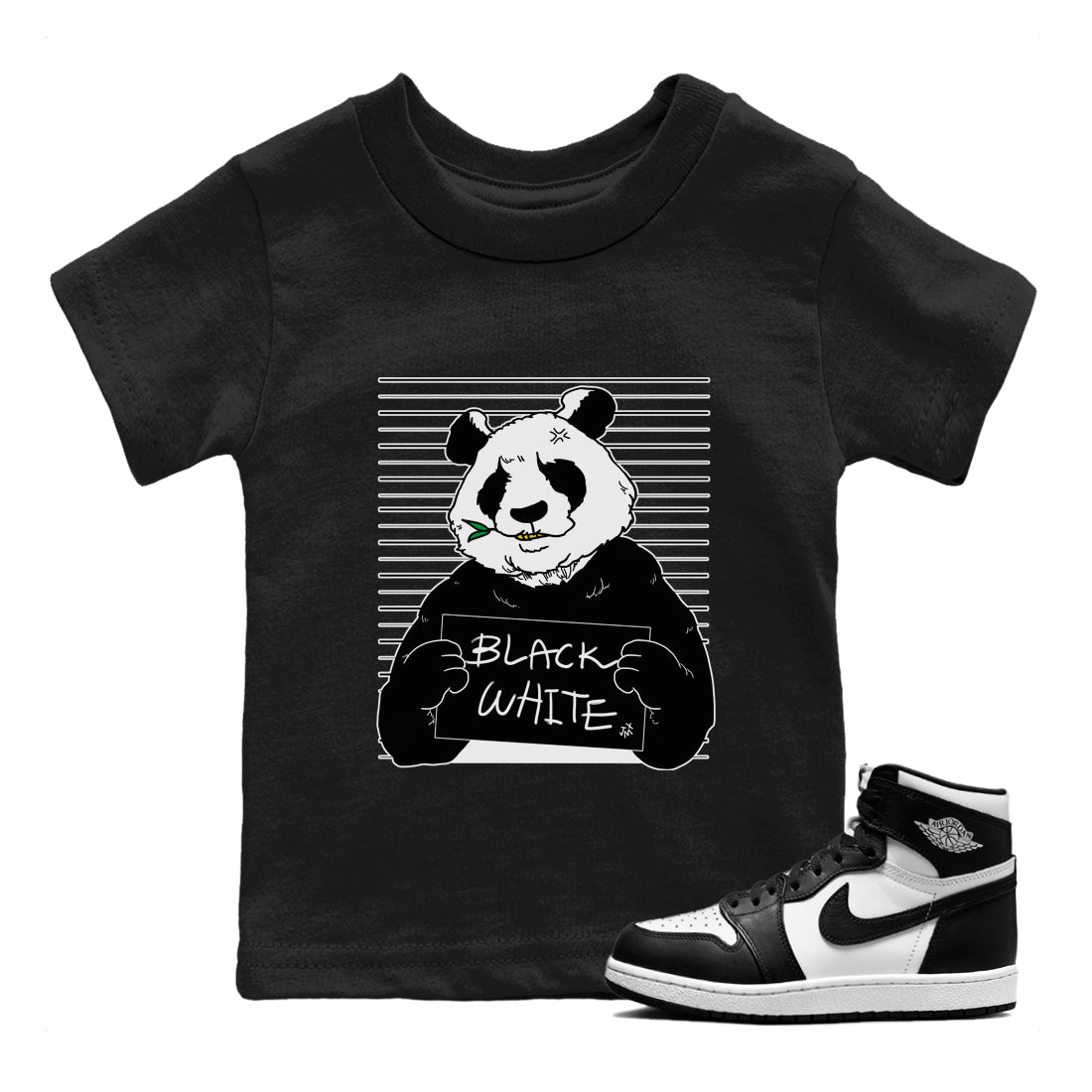 Jordan 1 Black White Sneaker Match Tees Mugshot Sneaker Tees Jordan 1 Black White Sneaker Release Tees Kids Shirts