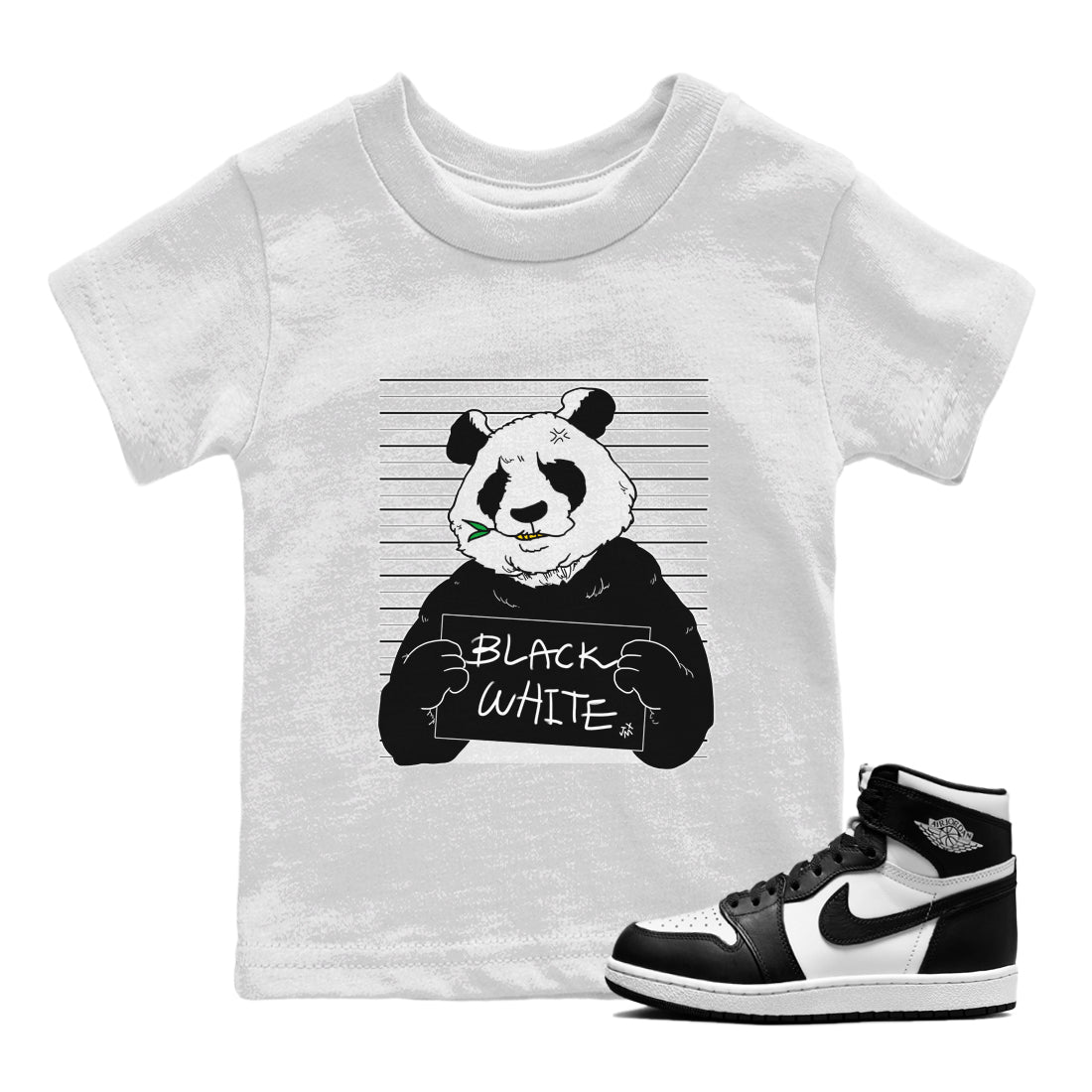 Jordan 1 Black White Sneaker Match Tees Mugshot Sneaker Tees Jordan 1 Black White Sneaker Release Tees Kids Shirts