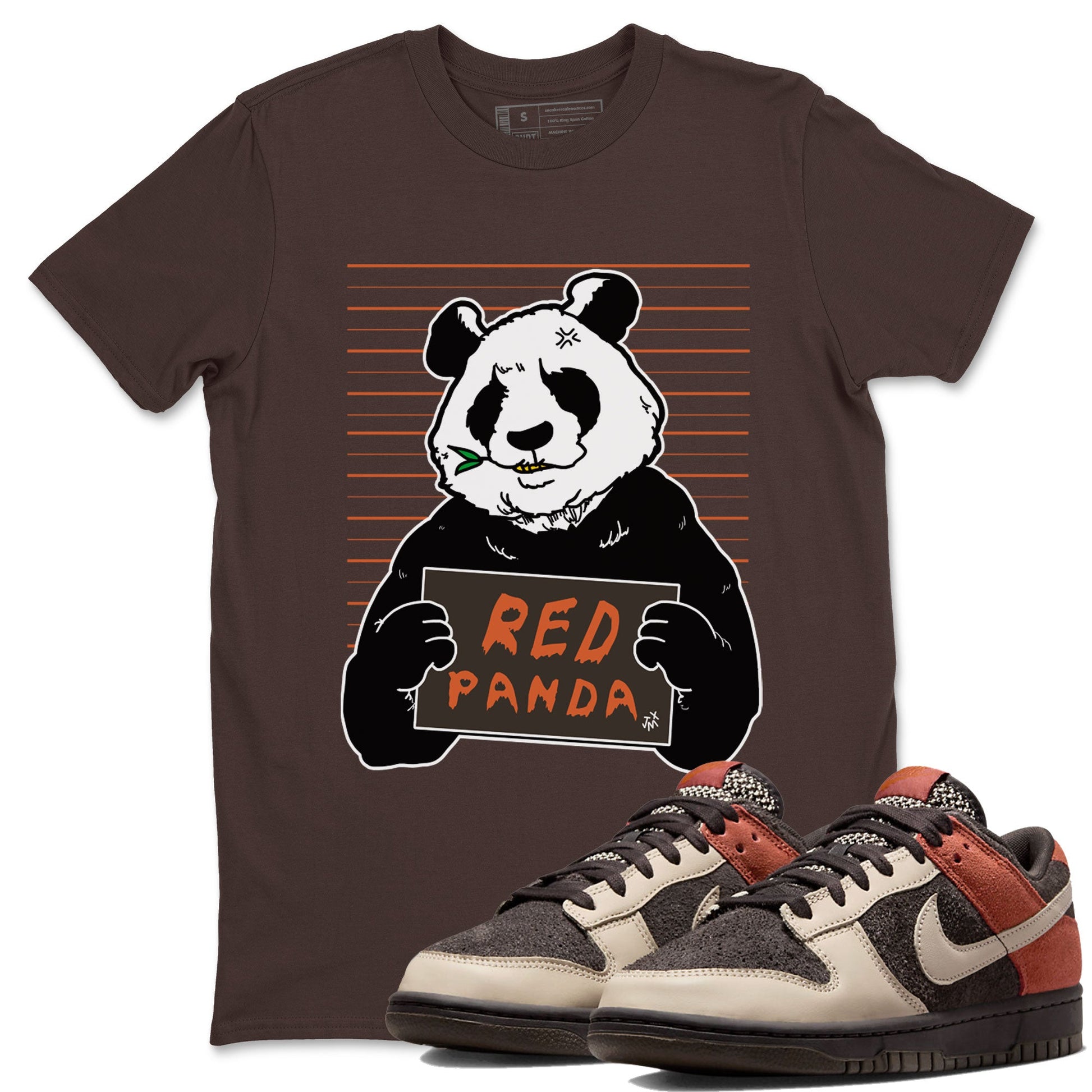 Nike Dunk Low Red Panda shirt to match jordans Mugshot sneaker tees Dunk Red Panda SNRT Sneaker Release Tees Unisex Dark Chocolate 1 T-Shirt