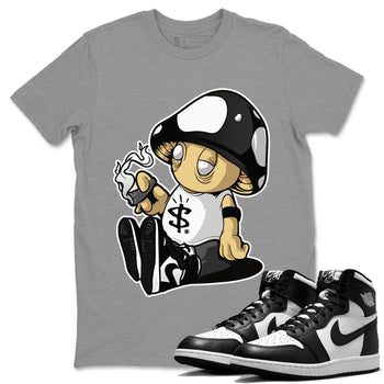 Jordan 1 Black White Sneaker Match Tees Mushrooms Sneaker Tees Jordan 1 Black White Sneaker Release Tees Unisex Shirts