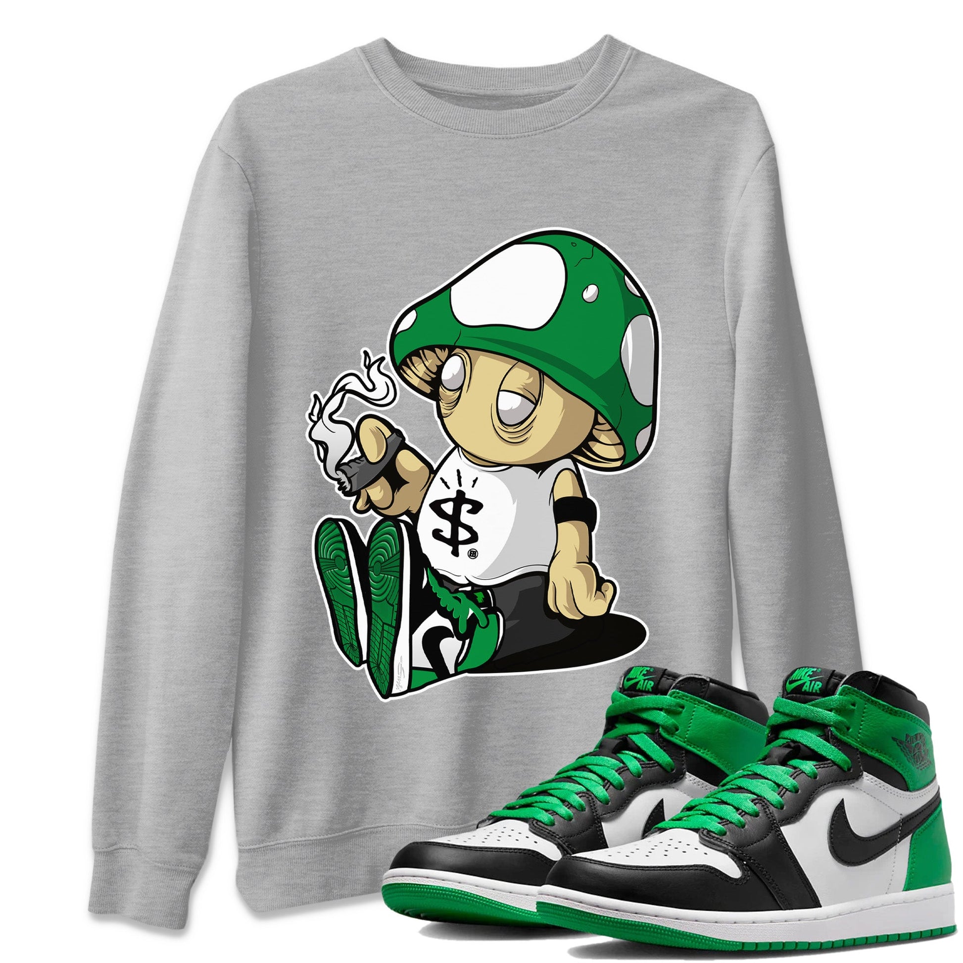 Air Jordan 1 Celtics Sneaker Match Tees Mushrooms Sneaker Tees Air Jordan 1 Retro Celtics Sneaker Release Tees Unisex Shirts Heather Grey 1