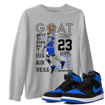 1s Royal Reimagined shirt to match jordans MVP Goat sneaker matching t-shirt Air Jordan 1 Royal Reimagined SNRT Sneaker Release Tees Unisex Heather Grey 1 T-Shirt