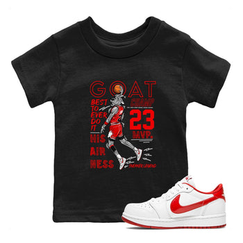 AJ1 University Red shirt to match jordans MVP Goat sneaker matching t-shirt Air Jordan 1 University Red SNRT Sneaker Release Tees Baby Toddler Black 1 T-Shirt