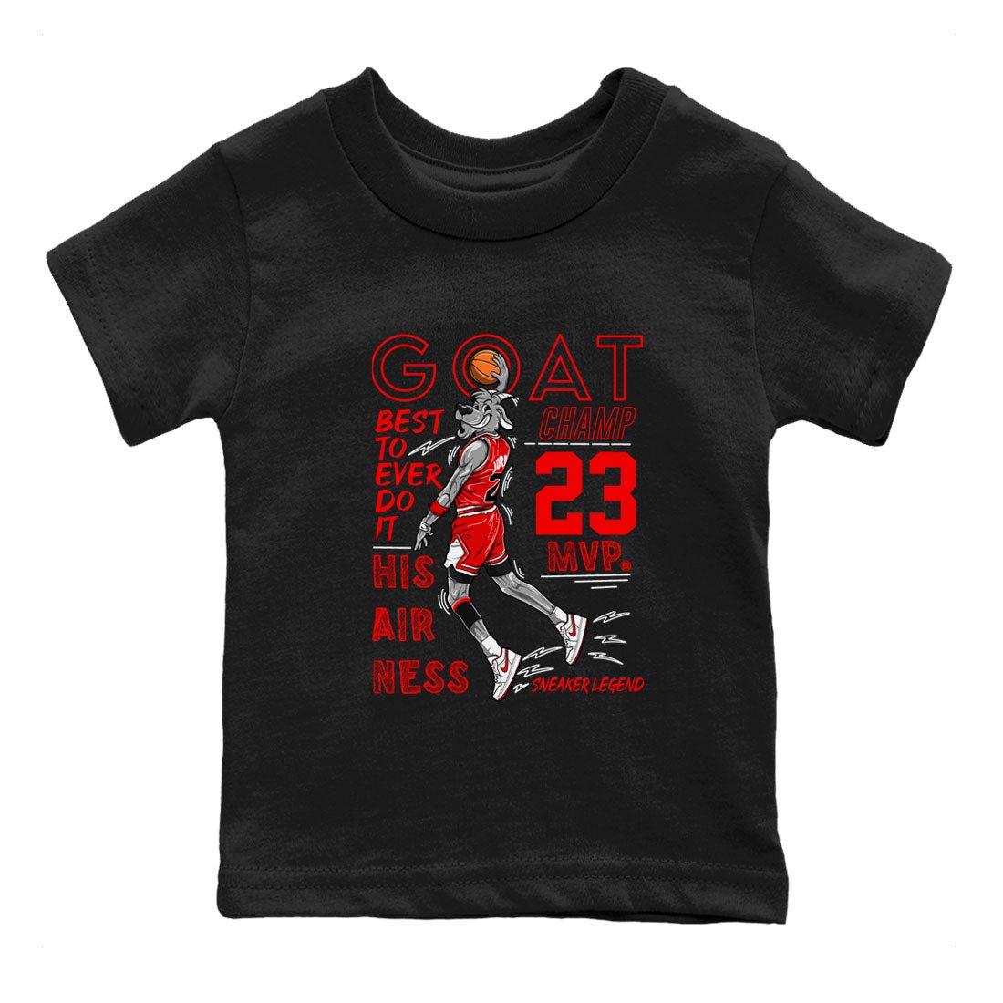 AJ1 University Red shirt to match jordans MVP Goat sneaker matching t-shirt Air Jordan 1 University Red SNRT Sneaker Release Tees Baby Toddler Black 2 T-Shirt