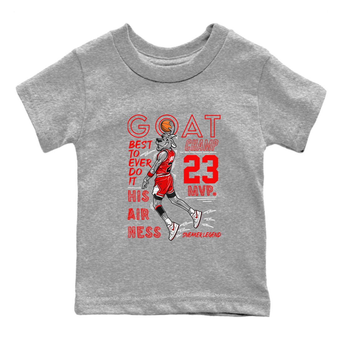 AJ1 University Red shirt to match jordans MVP Goat sneaker matching t-shirt Air Jordan 1 University Red SNRT Sneaker Release Tees Baby Toddler Heather Grey 2 T-Shirt