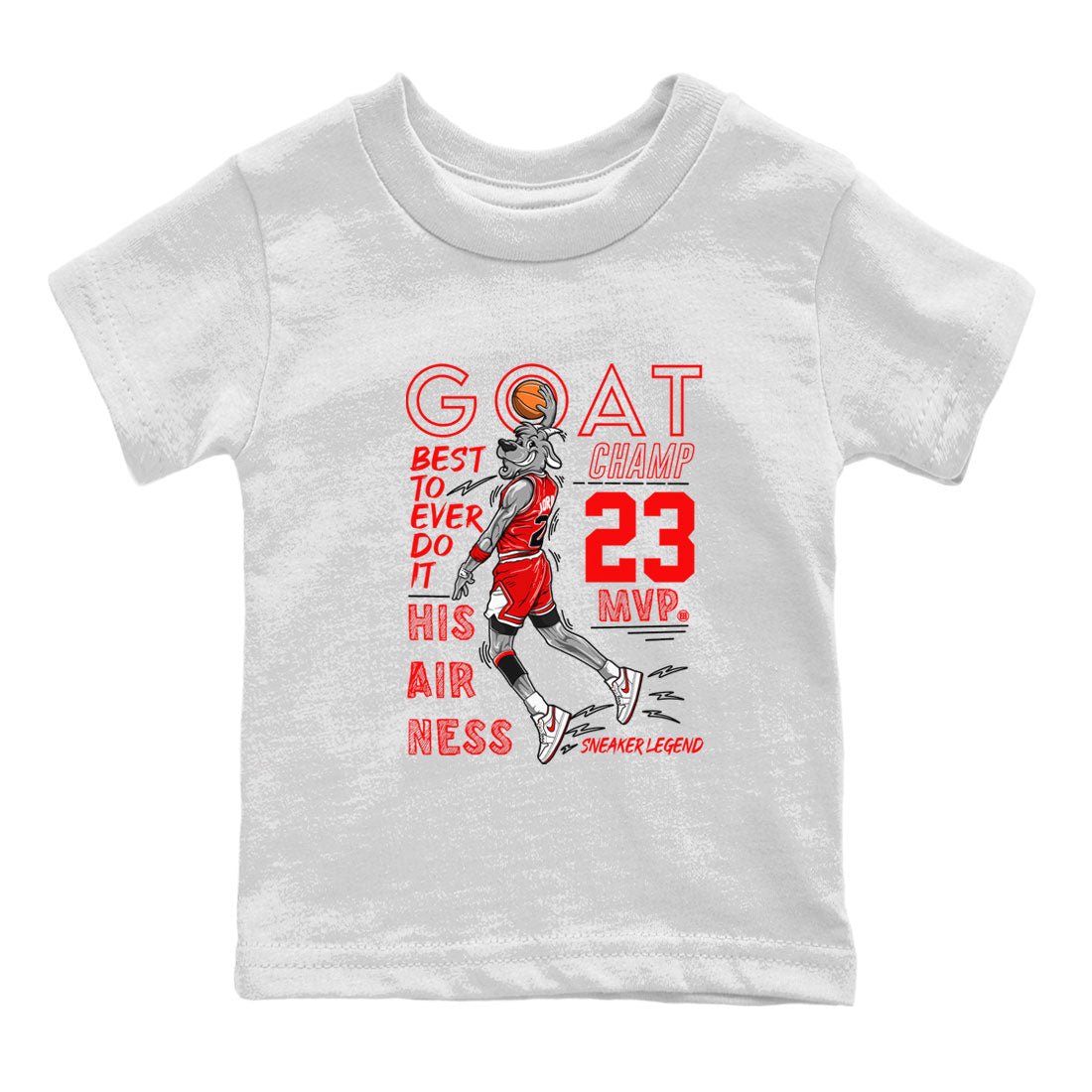 AJ1 University Red shirt to match jordans MVP Goat sneaker matching t-shirt Air Jordan 1 University Red SNRT Sneaker Release Tees Baby Toddler White 2 T-Shirt