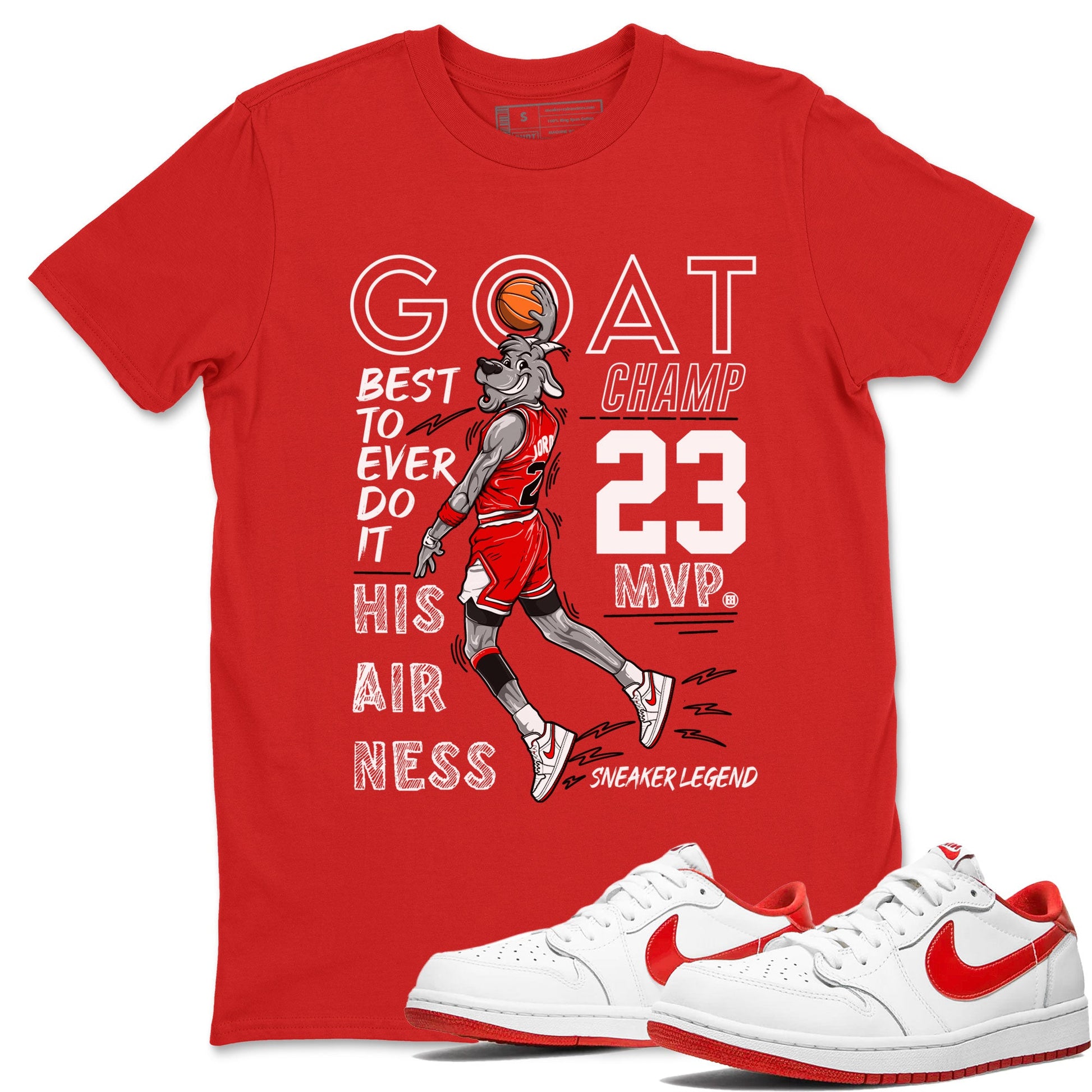 AJ1 University Red shirt to match jordans MVP Goat sneaker matching t-shirt Air Jordan 1 University Red SNRT Sneaker Release Tees Unisex Red 1 T-Shirt