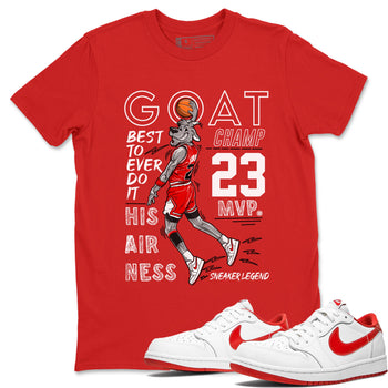 AJ1 University Red shirt to match jordans MVP Goat sneaker matching t-shirt Air Jordan 1 University Red SNRT Sneaker Release Tees Unisex Red 1 T-Shirt