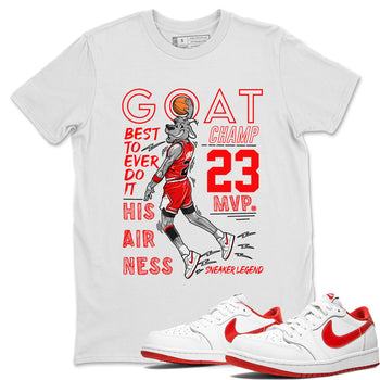 AJ1 University Red shirt to match jordans MVP Goat sneaker matching t-shirt Air Jordan 1 University Red SNRT Sneaker Release Tees Unisex White 1 T-Shirt