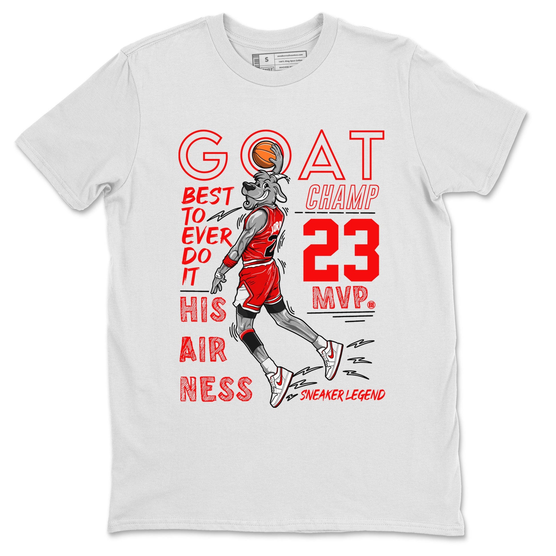 AJ1 University Red shirt to match jordans MVP Goat sneaker matching t-shirt Air Jordan 1 University Red SNRT Sneaker Release Tees Unisex White 2 T-Shirt