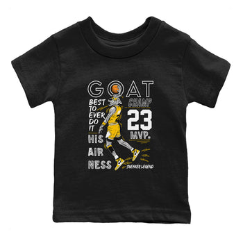 AJ1 Yellow Ochre shirt to match jordans MVP Goat sneaker tees Air Jordan 1 Yellow Ochre SNRT sneaker release tees baby toddler Black 2 cotton Shirt