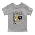 AJ1 Yellow Ochre shirt to match jordans MVP Goat sneaker tees Air Jordan 1 Yellow Ochre SNRT sneaker release tees baby toddler Heather Grey 2 cotton Shirt