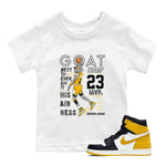 AJ1 Yellow Ochre shirt to match jordans MVP Goat sneaker tees Air Jordan 1 Yellow Ochre SNRT sneaker release tees baby toddler White 1 cotton Shirt