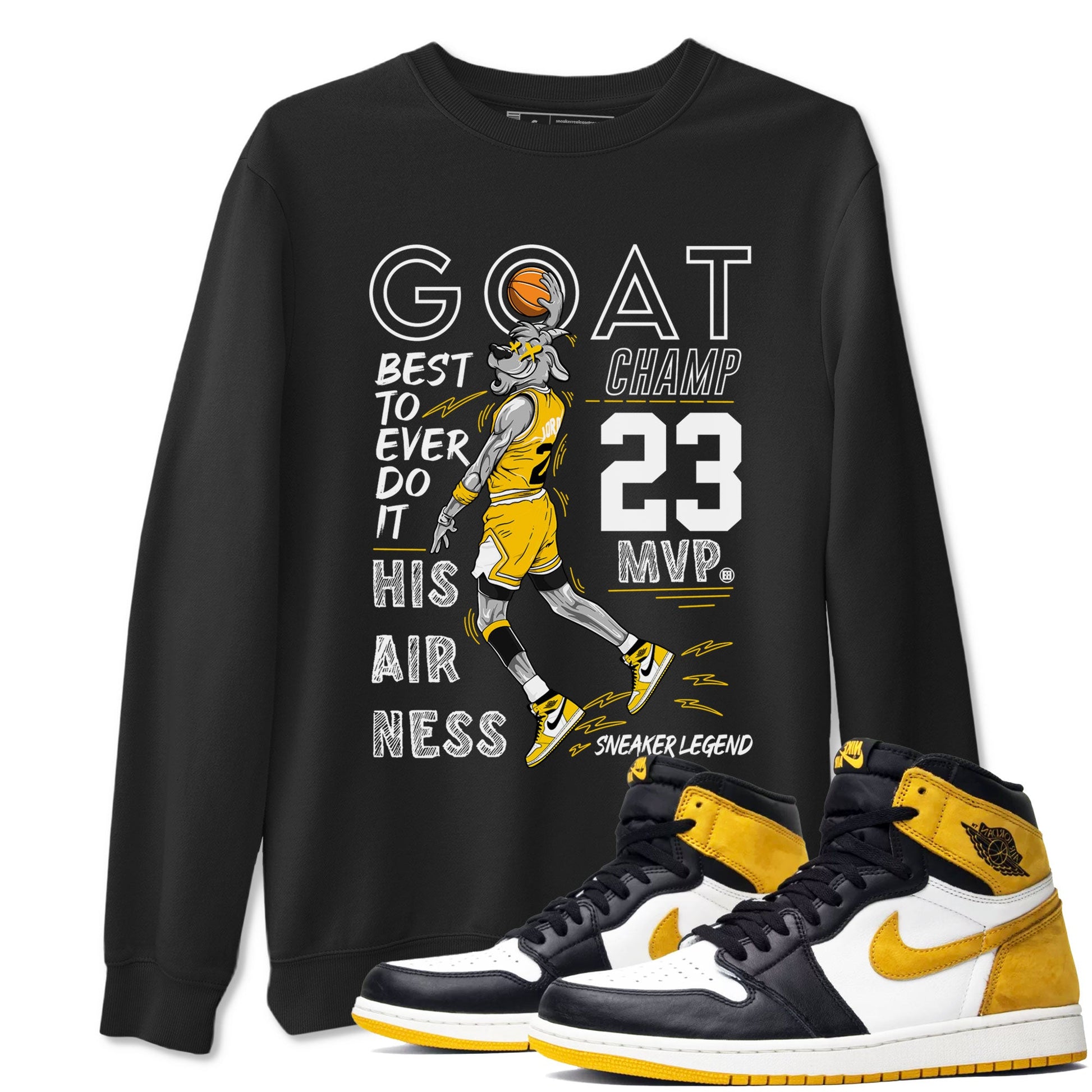 AJ1 Yellow Ochre shirt to match jordans MVP Goat sneaker tees Air Jordan 1 Yellow Ochre SNRT Sneaker Release Tees unisex cotton Black 1 crew neck shirt