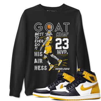 AJ1 Yellow Ochre shirt to match jordans MVP Goat sneaker tees Air Jordan 1 Yellow Ochre SNRT Sneaker Release Tees unisex cotton Black 1 crew neck shirt
