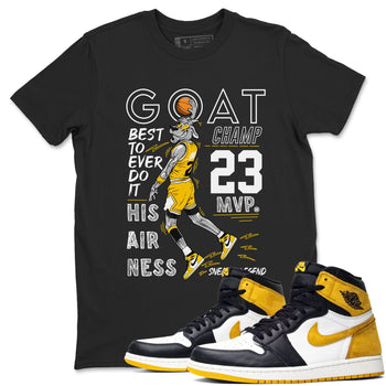 AJ1 Yellow Ochre shirt to match jordans MVP Goat sneaker tees Air Jordan 1 Yellow Ochre SNRT Sneaker Release Tees unisex cotton Black 1 crew neck shirt