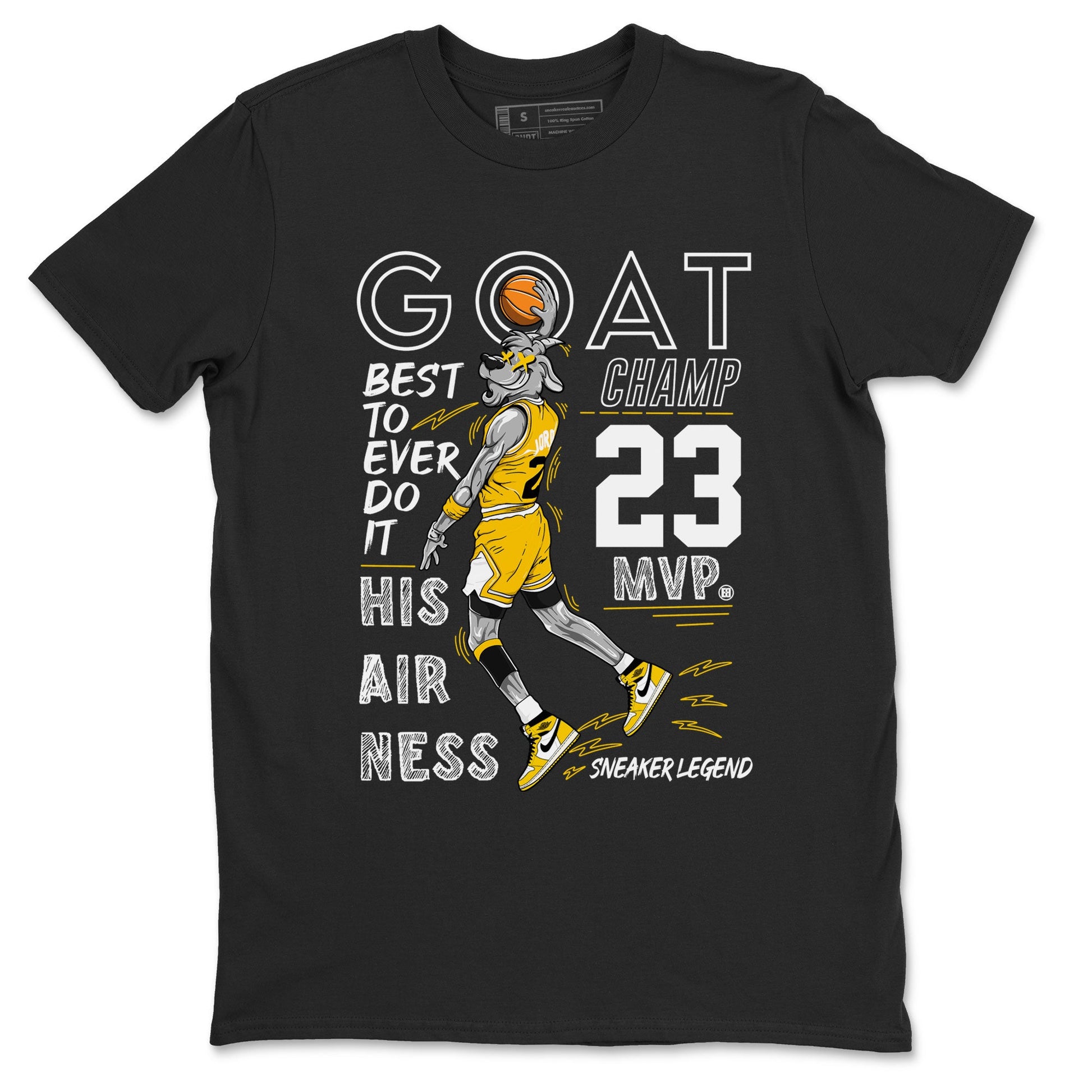 AJ1 Yellow Ochre shirt to match jordans MVP Goat sneaker tees Air Jordan 1 Yellow Ochre SNRT Sneaker Release Tees unisex cotton Black 2 crew neck shirt