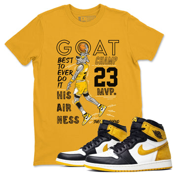 AJ1 Yellow Ochre shirt to match jordans MVP Goat sneaker tees Air Jordan 1 Yellow Ochre SNRT Sneaker Release Tees unisex cotton Gold 1 crew neck shirt