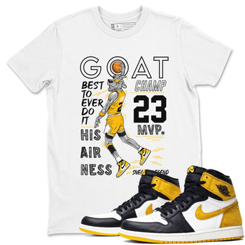AJ1 Yellow Ochre shirt to match jordans MVP Goat sneaker tees Air Jordan 1 Yellow Ochre SNRT Sneaker Release Tees unisex cotton White 1 crew neck shirt