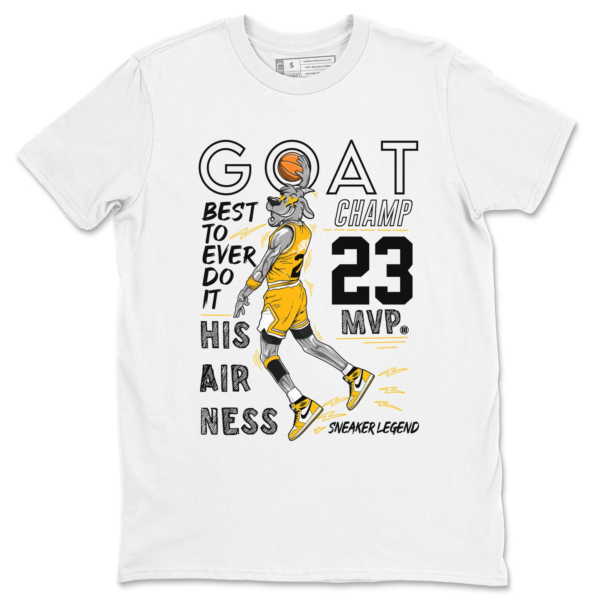 AJ1 Yellow Ochre shirt to match jordans MVP Goat sneaker tees Air Jordan 1 Yellow Ochre SNRT Sneaker Release Tees unisex cotton White 2 crew neck shirt