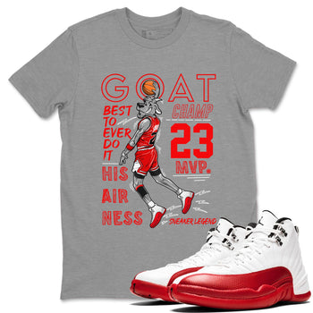 Air Jordan 12 Cherry shirt to match jordans MVP Goat sneaker matching t-shirt 12s Cherry SNRT Sneaker Release Tees Unisex Heather Grey 1 T-Shirt