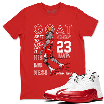 Air Jordan 12 Cherry shirt to match jordans MVP Goat sneaker matching t-shirt 12s Cherry SNRT Sneaker Release Tees Unisex Red 1 T-Shirt