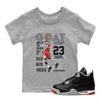AJ4 Retro Bred Reimagined shirt to match jordans MVP Goat sneaker tees Air Jordan 4 Retro Bred Reimagined SNRT sneaker release tees baby toddler Heather Grey 1 cotton Shirt