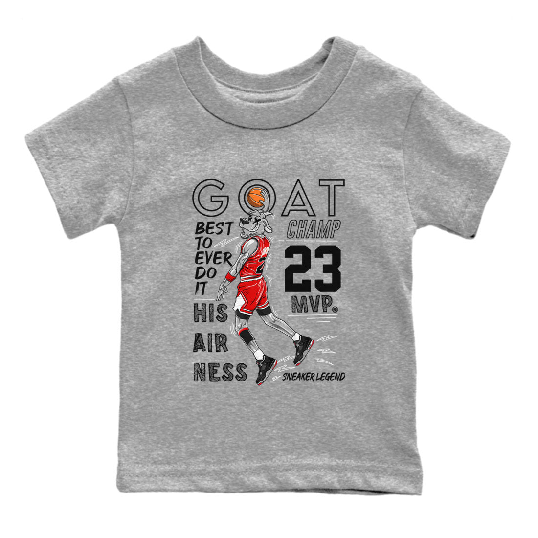 AJ4 Retro Bred Reimagined shirt to match jordans MVP Goat sneaker tees Air Jordan 4 Retro Bred Reimagined SNRT sneaker release tees baby toddler Heather Grey 2 cotton Shirt