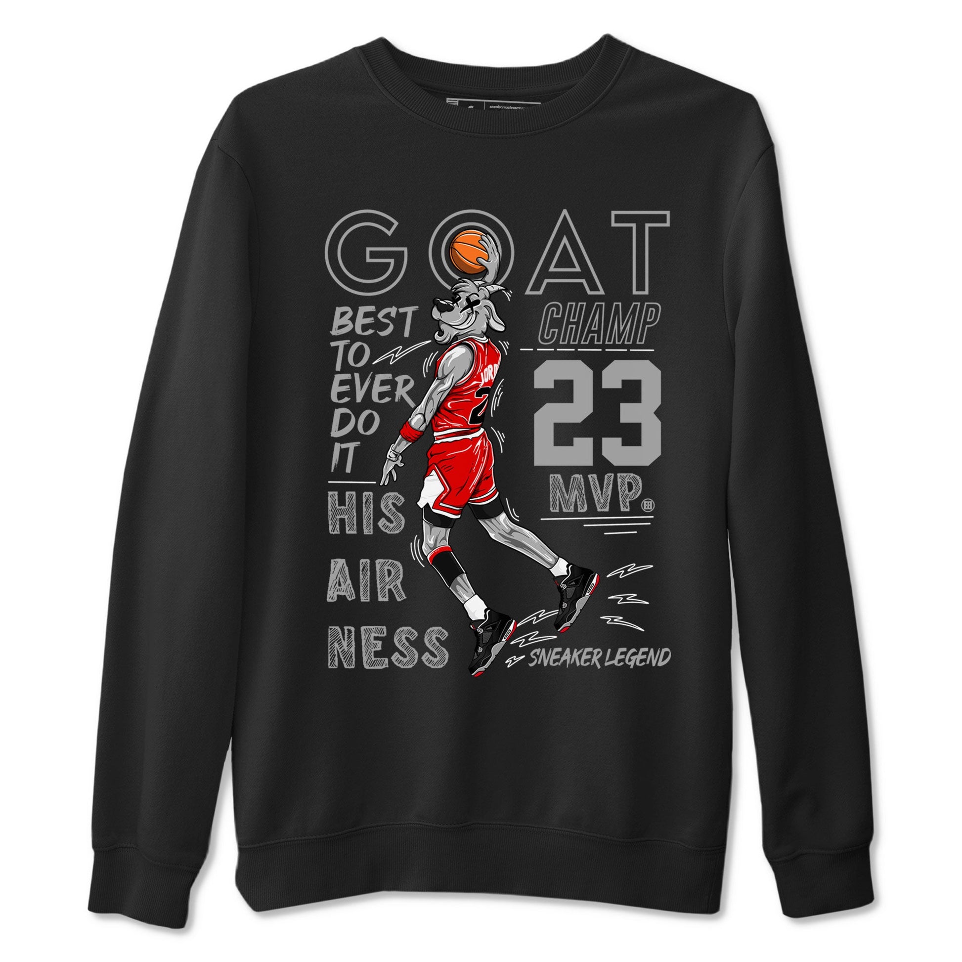 AJ4 Retro Bred Reimagined shirt to match jordans MVP Goat sneaker tees Air Jordan 4 Retro Bred Reimagined SNRT sneaker release Tees unisex cotton Black 2 crew neck shirt