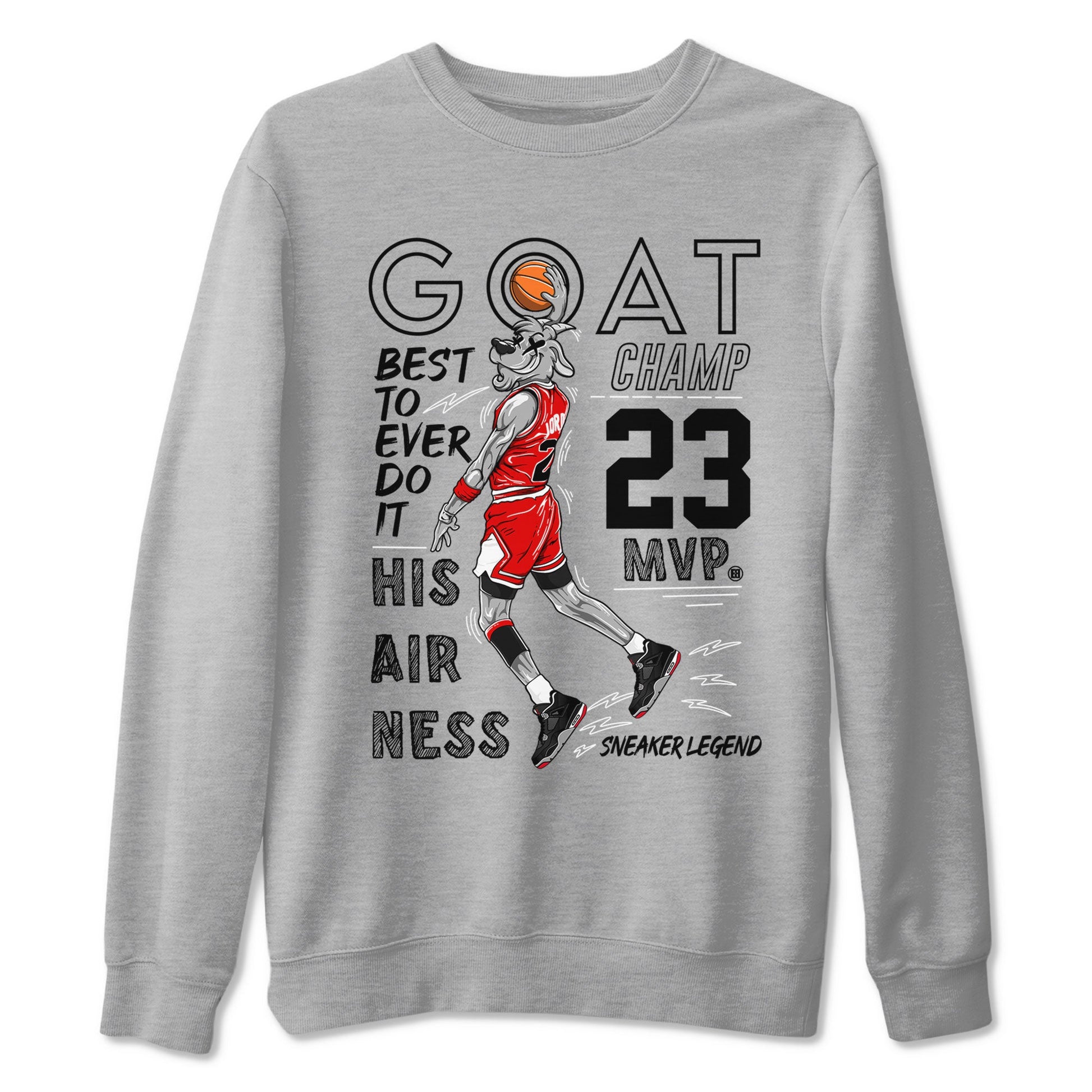 AJ4 Retro Bred Reimagined shirt to match jordans MVP Goat sneaker tees Air Jordan 4 Retro Bred Reimagined SNRT sneaker release Tees unisex cotton Heather Grey 2 crew neck shirt