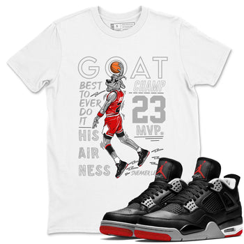 AJ4 Retro Bred Reimagined shirt to match jordans MVP Goat sneaker tees Air Jordan 4 Retro Bred Reimagined SNRT sneaker release Tees unisex cotton White 1 crew neck shirt