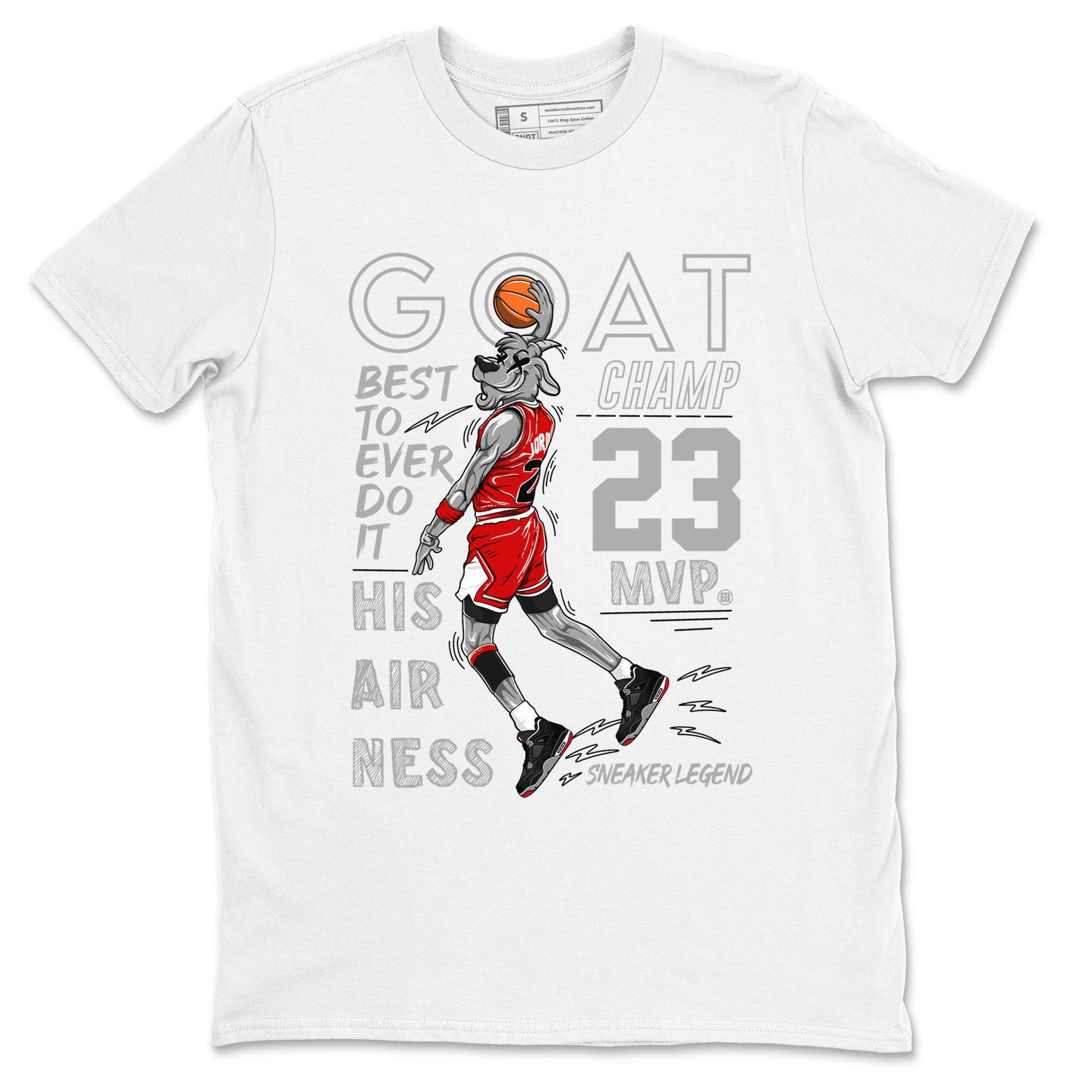 AJ4 Retro Bred Reimagined shirt to match jordans MVP Goat sneaker tees Air Jordan 4 Retro Bred Reimagined SNRT sneaker release Tees unisex cotton White 2 crew neck shirt