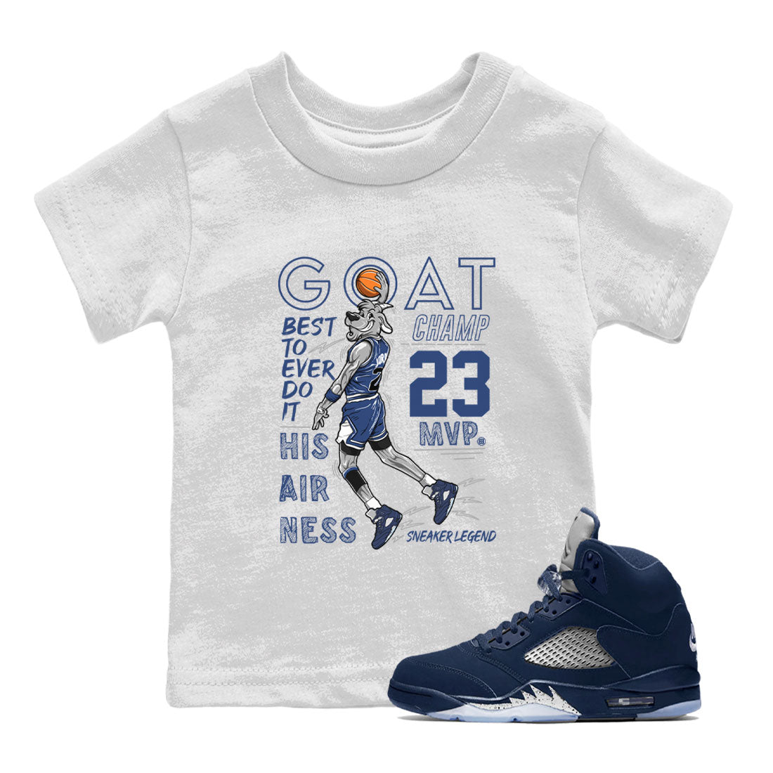 Air Jordan 5 Georgetown shirt to match jordans MVP Goat sneaker matching t-shirt 5s Georgetown SNRT Sneaker Release Tees Baby Toddler White 1 T-Shirt