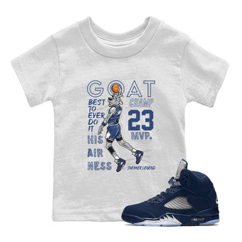 Air Jordan 5 Georgetown shirt to match jordans MVP Goat sneaker matching t-shirt 5s Georgetown SNRT Sneaker Release Tees Baby Toddler White 1 T-Shirt
