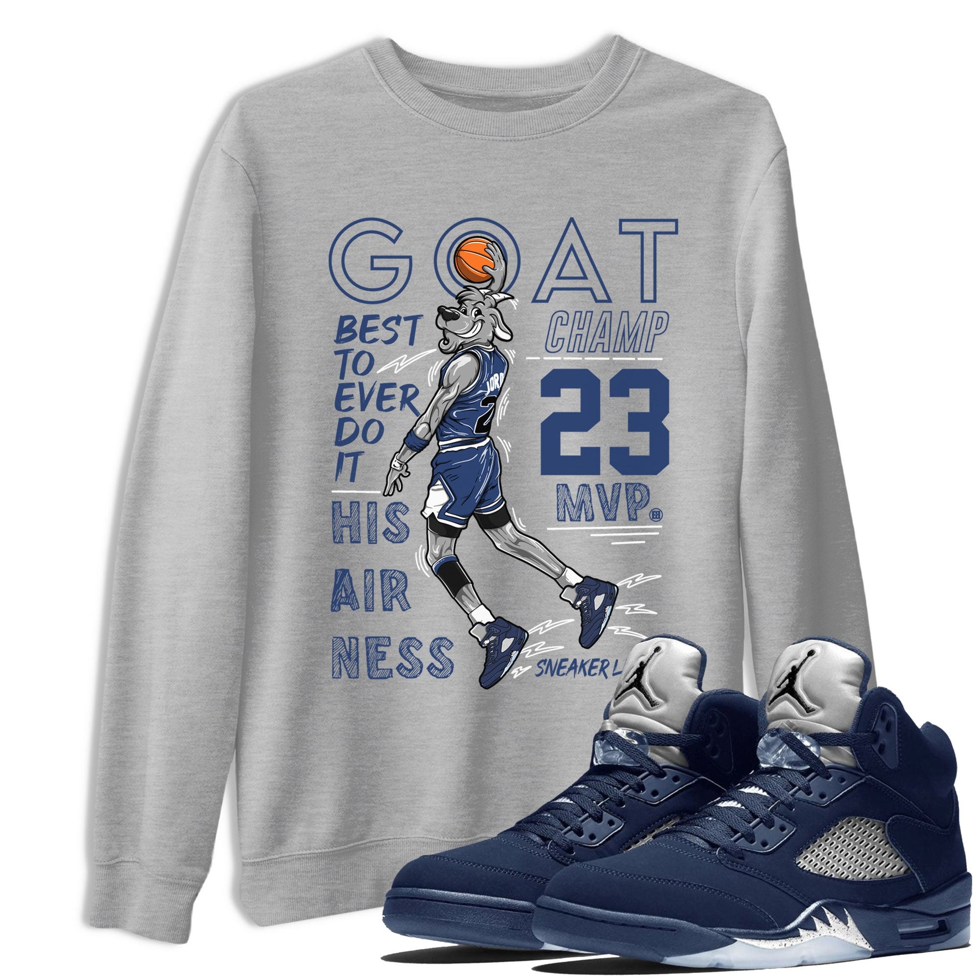 Air Jordan 5 Georgetown shirt to match jordans MVP Goat sneaker matching t-shirt 5s Georgetown SNRT Sneaker Release Tees Unisex Heather Grey 1 T-Shirt
