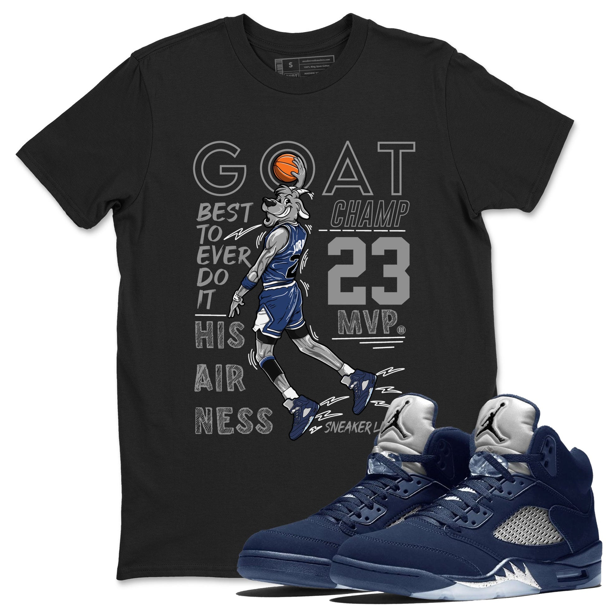 Air Jordan 5 Georgetown shirt to match jordans MVP Goat sneaker matching t-shirt 5s Georgetown SNRT Sneaker Release Tees Unisex Black 1 T-Shirt