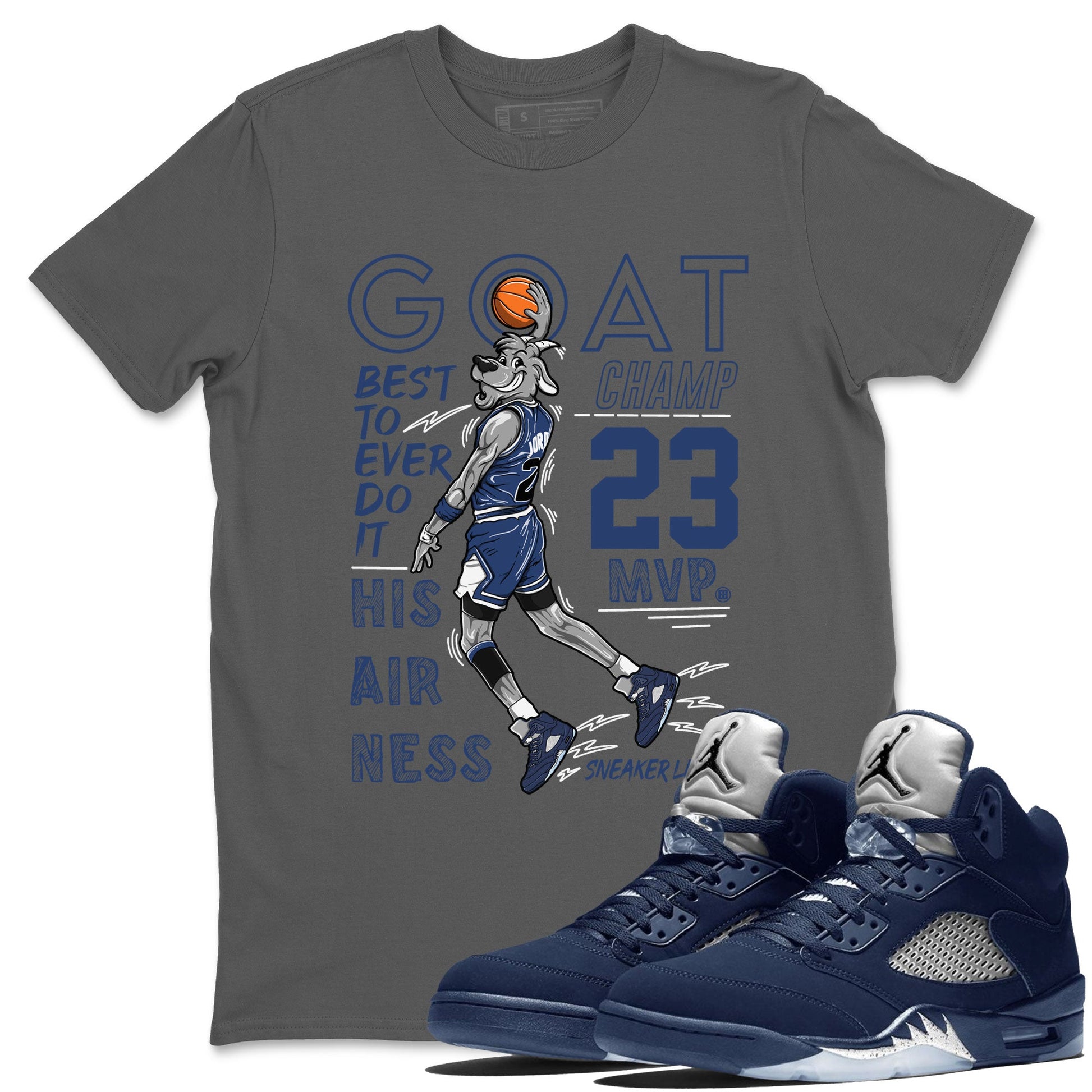 Air Jordan 5 Georgetown shirt to match jordans MVP Goat sneaker matching t-shirt 5s Georgetown SNRT Sneaker Release Tees Unisex Cool Grey 1 T-Shirt