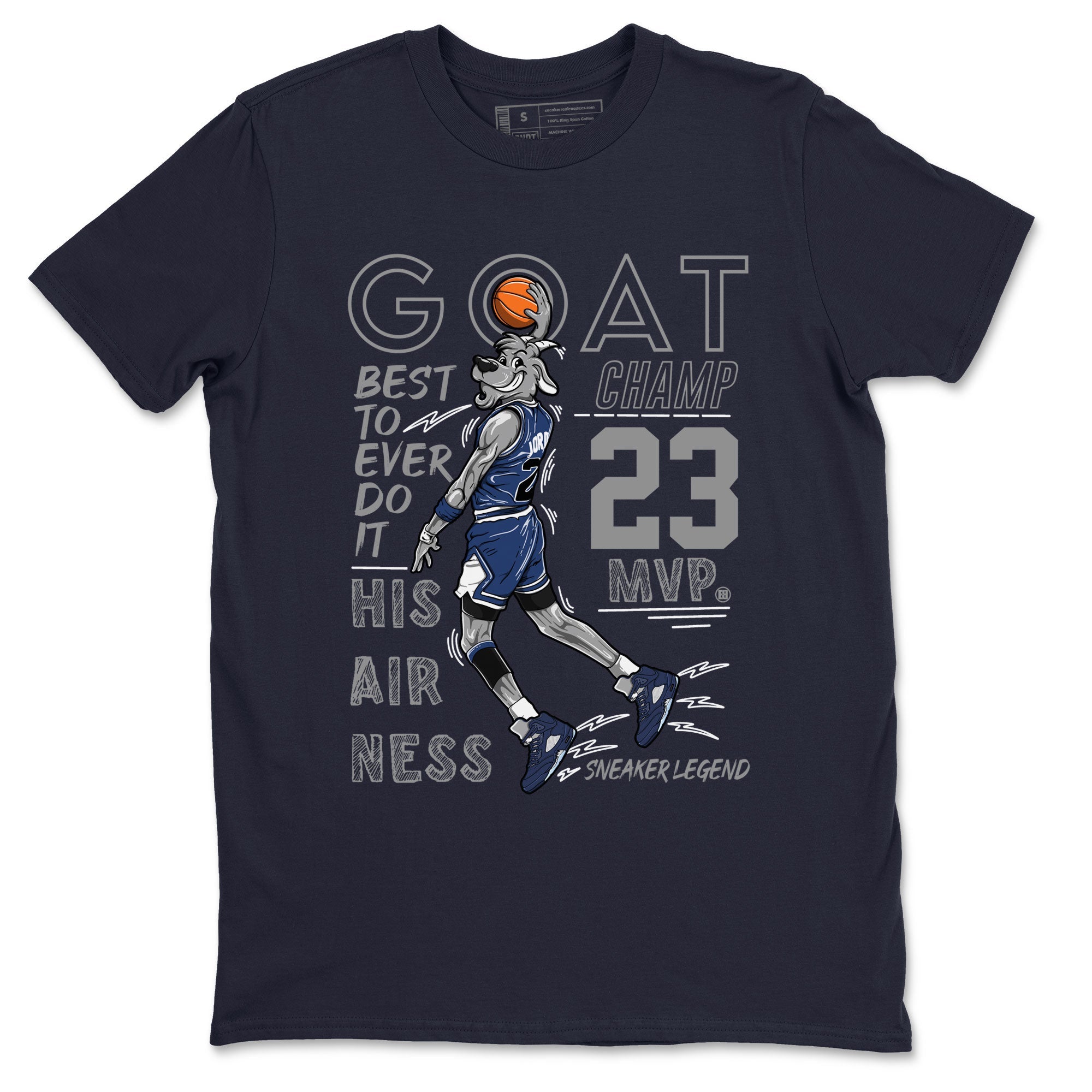 Air Jordan 5 Georgetown shirt to match jordans MVP Goat sneaker matching t-shirt 5s Georgetown SNRT Sneaker Release Tees Unisex Navy 2 T-Shirt