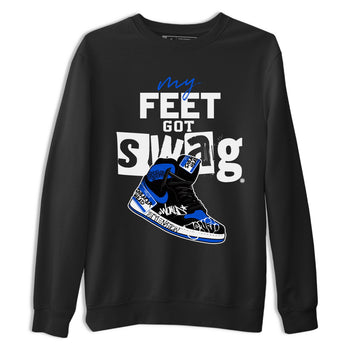 1s Royal Reimagined shirt to match jordans My Feet Got Swag sneaker matching t-shirt Air Jordan 1 Royal Reimagined SNRT Sneaker Release Tees Unisex Black 2 T-Shirt
