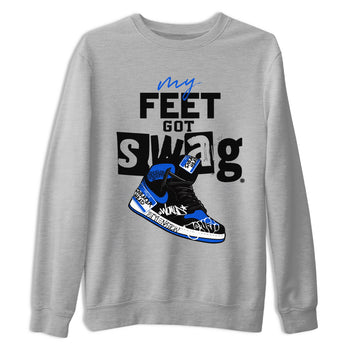 1s Royal Reimagined shirt to match jordans My Feet Got Swag sneaker matching t-shirt Air Jordan 1 Royal Reimagined SNRT Sneaker Release Tees Unisex Heather Grey 2 T-Shirt