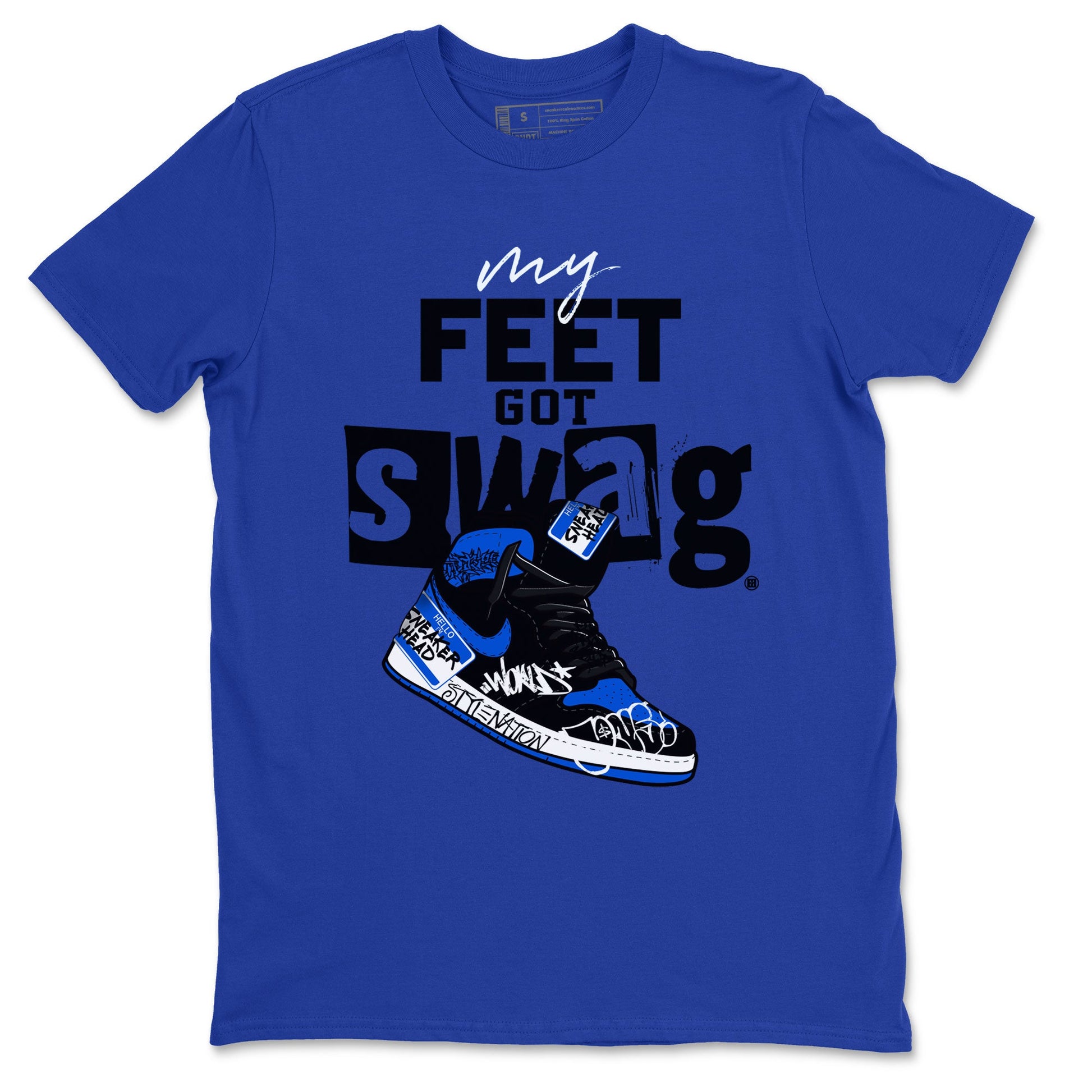 1s Royal Reimagined shirt to match jordans My Feet Got Swag sneaker matching t-shirt Air Jordan 1 Royal Reimagined SNRT Sneaker Release Tees Unisex Royal Blue 2 T-Shirt