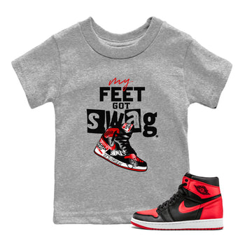 AJ1 Satin Bred shirt to match jordans My Feet Got Swag sneaker tees Air Jordan 1 Satin Bred SNRT Sneaker Release Tees Baby Toddler Heather Grey 1 T-Shirt
