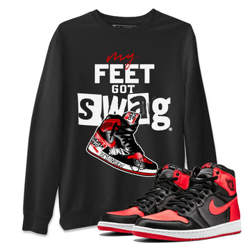 AJ1 Satin Bred shirt to match jordans My Feet Got Swag sneaker tees Air Jordan 1 Satin Bred SNRT Sneaker Release Tees Unisex Black 1 T-Shirt