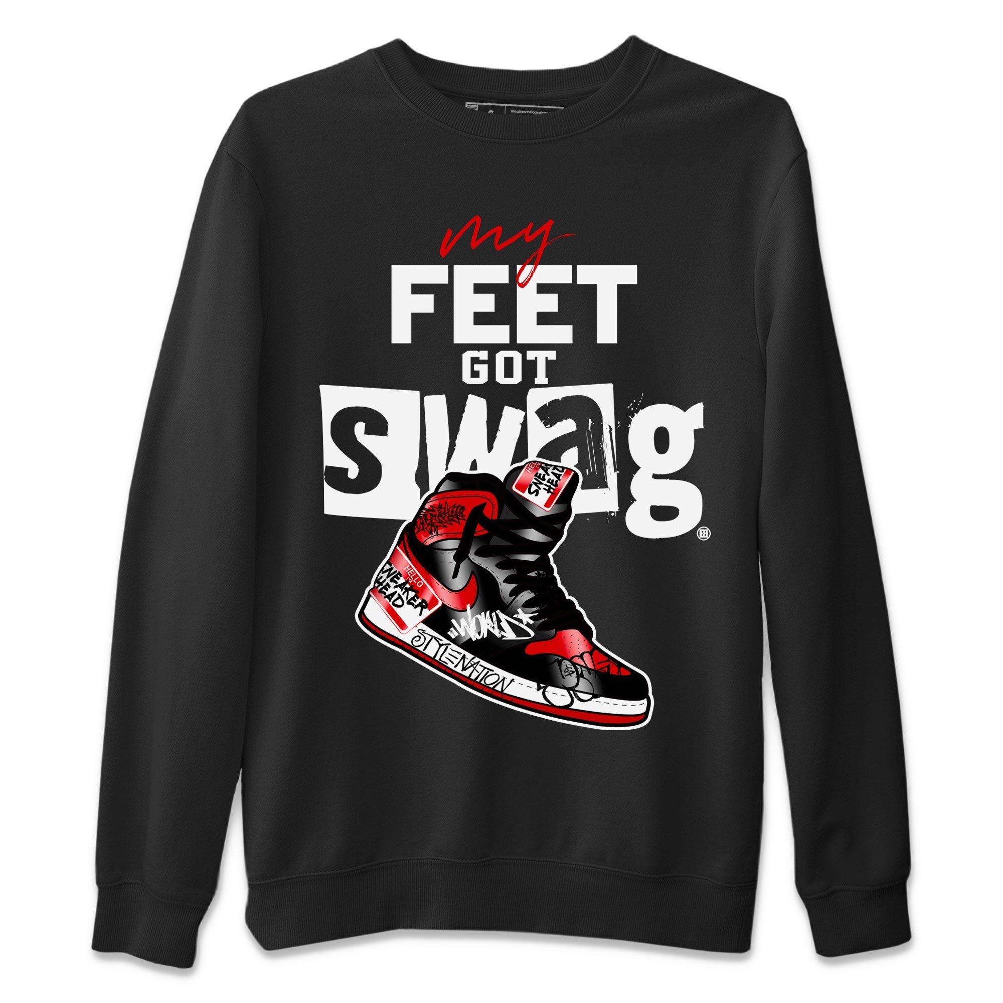 AJ1 Satin Bred shirt to match jordans My Feet Got Swag sneaker tees Air Jordan 1 Satin Bred SNRT Sneaker Release Tees Unisex Black 2 T-Shirt