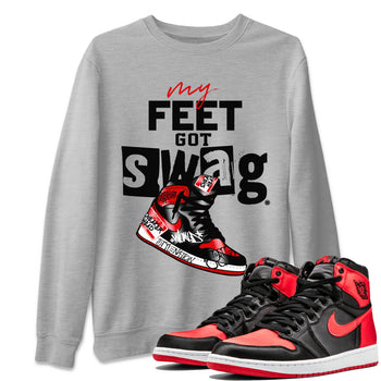 AJ1 Satin Bred shirt to match jordans My Feet Got Swag sneaker tees Air Jordan 1 Satin Bred SNRT Sneaker Release Tees Unisex Heather Grey 1 T-Shirt