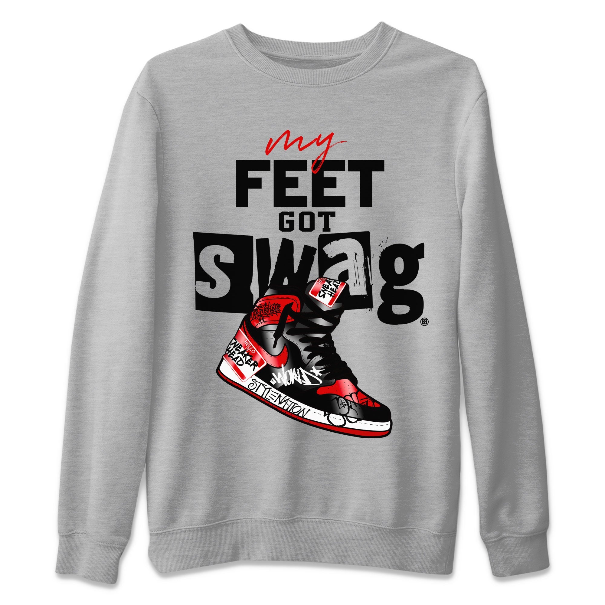 AJ1 Satin Bred shirt to match jordans My Feet Got Swag sneaker tees Air Jordan 1 Satin Bred SNRT Sneaker Release Tees Unisex Heather Grey 2 T-Shirt