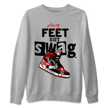 AJ1 Satin Bred shirt to match jordans My Feet Got Swag sneaker tees Air Jordan 1 Satin Bred SNRT Sneaker Release Tees Unisex Heather Grey 2 T-Shirt