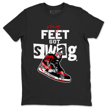AJ1 Satin Bred shirt to match jordans My Feet Got Swag sneaker tees Air Jordan 1 Satin Bred SNRT Sneaker Release Tees Unisex Black 2 T-Shirt