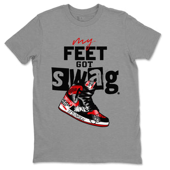 AJ1 Satin Bred shirt to match jordans My Feet Got Swag sneaker tees Air Jordan 1 Satin Bred SNRT Sneaker Release Tees Unisex Heather Grey 2 T-Shirt