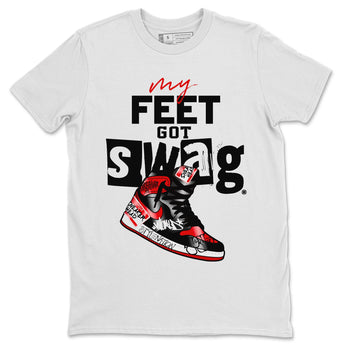 AJ1 Satin Bred shirt to match jordans My Feet Got Swag sneaker tees Air Jordan 1 Satin Bred SNRT Sneaker Release Tees Unisex White 2 T-Shirt